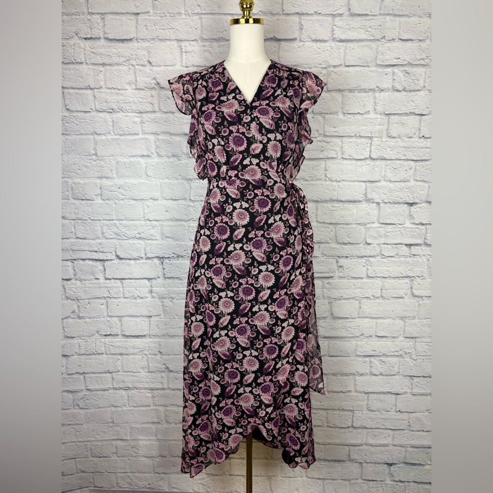 Rebecca Minkoff Flossie Floral Flutter Sleeve Wrap Dress Size XS - Picture 2 of 8